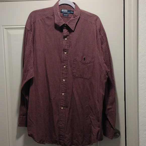 Ralph Lauren xxl long sleeve button down shirt red plaid - Picture 3 of 6